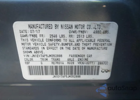 2018 Infiniti Q50 3.0T Luxe из США, поврежденный, VIN JN1EV7AP5JM352998